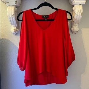 Red sheer blouse